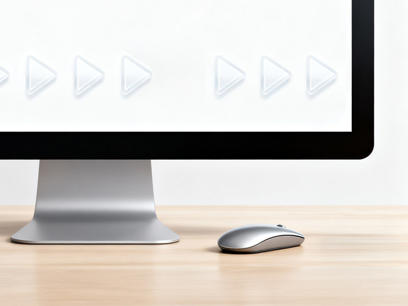 Computer screen displaying website flow icons for user experience
