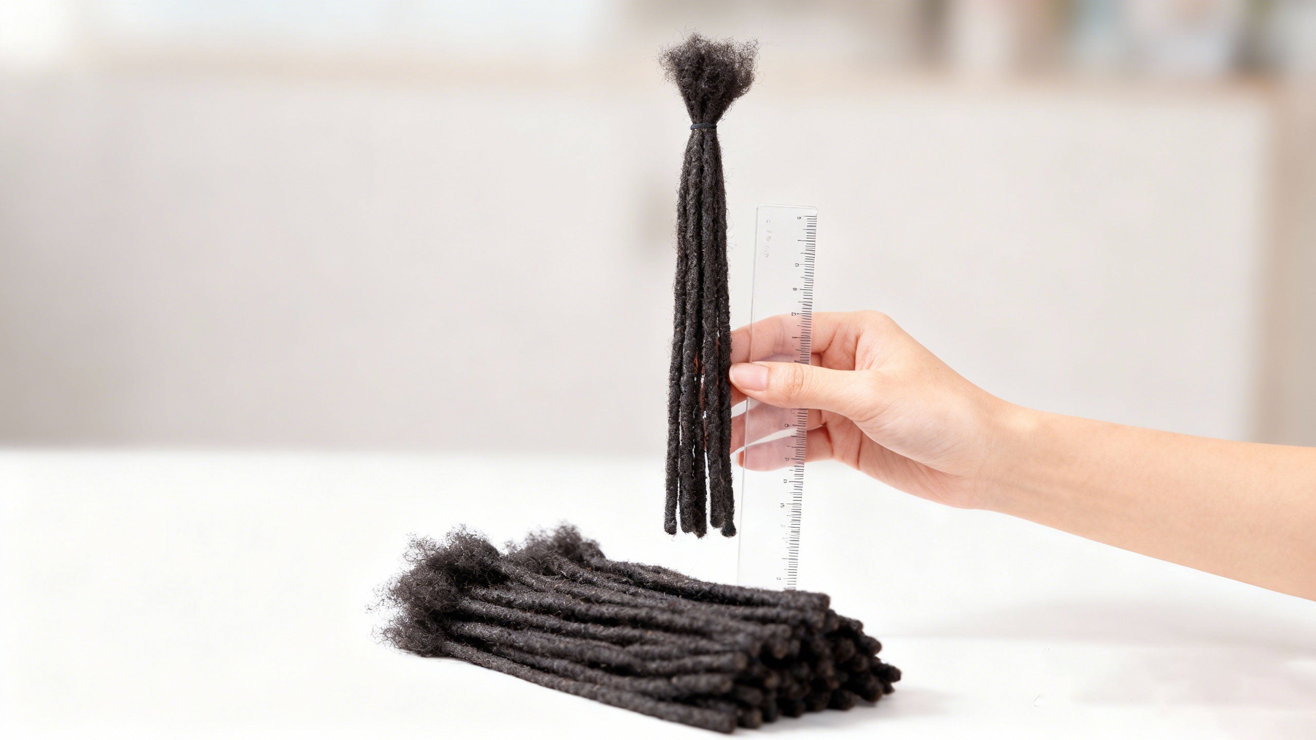Measuring synthetic dreadlock extensions for length and quantity
