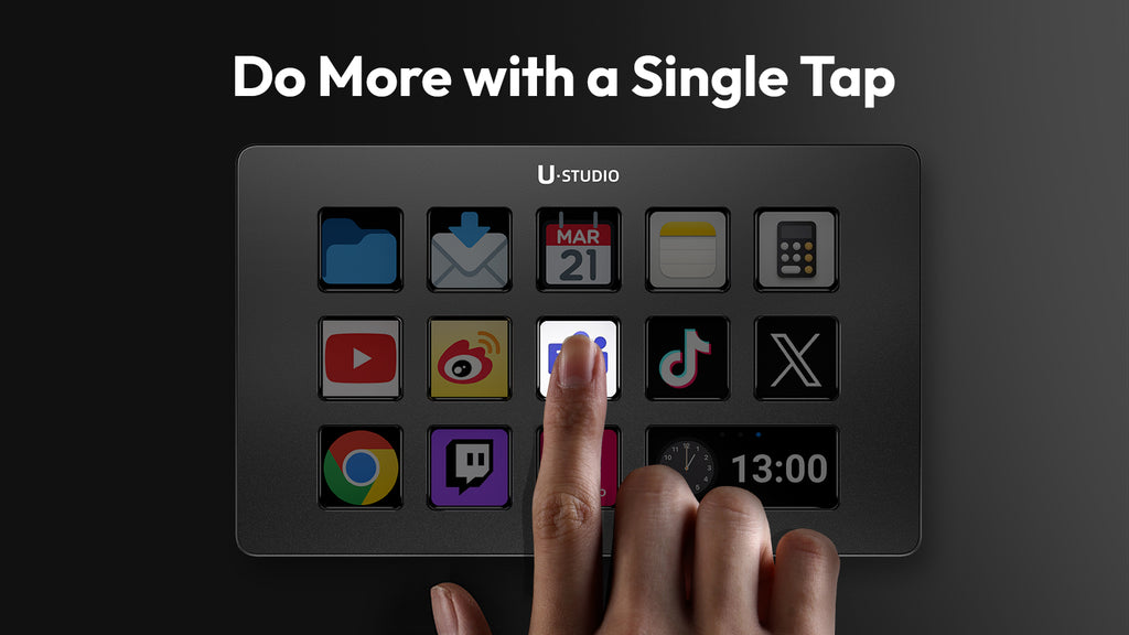 U-Studio multi-action console with app shortcuts being used